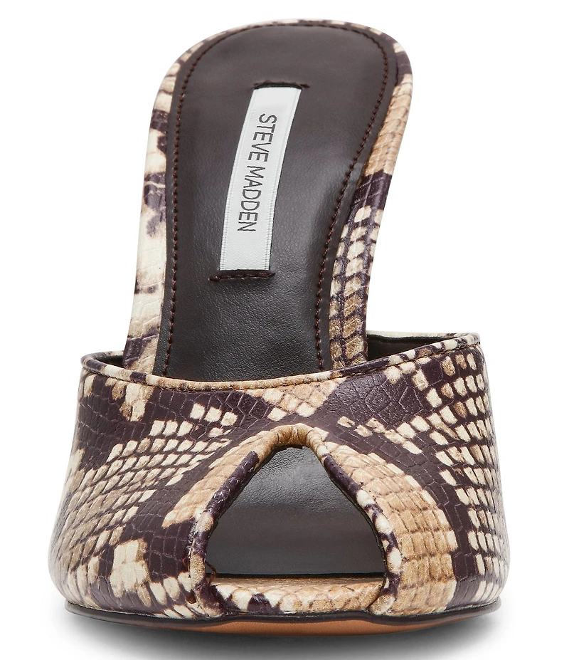 Steve Madden Jules Snake Print Leather Peep Toe Dress Mule Sandals