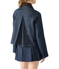 Steve Madden Justina Denim Collared Long Sleeve Oil Cloth Jacket