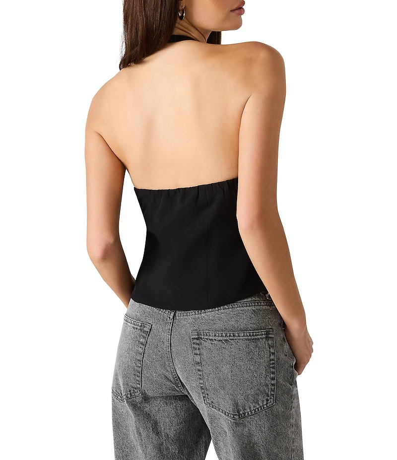 Steve Madden Juvia Halter Neck Sleeveless Rhinestone Bow Top