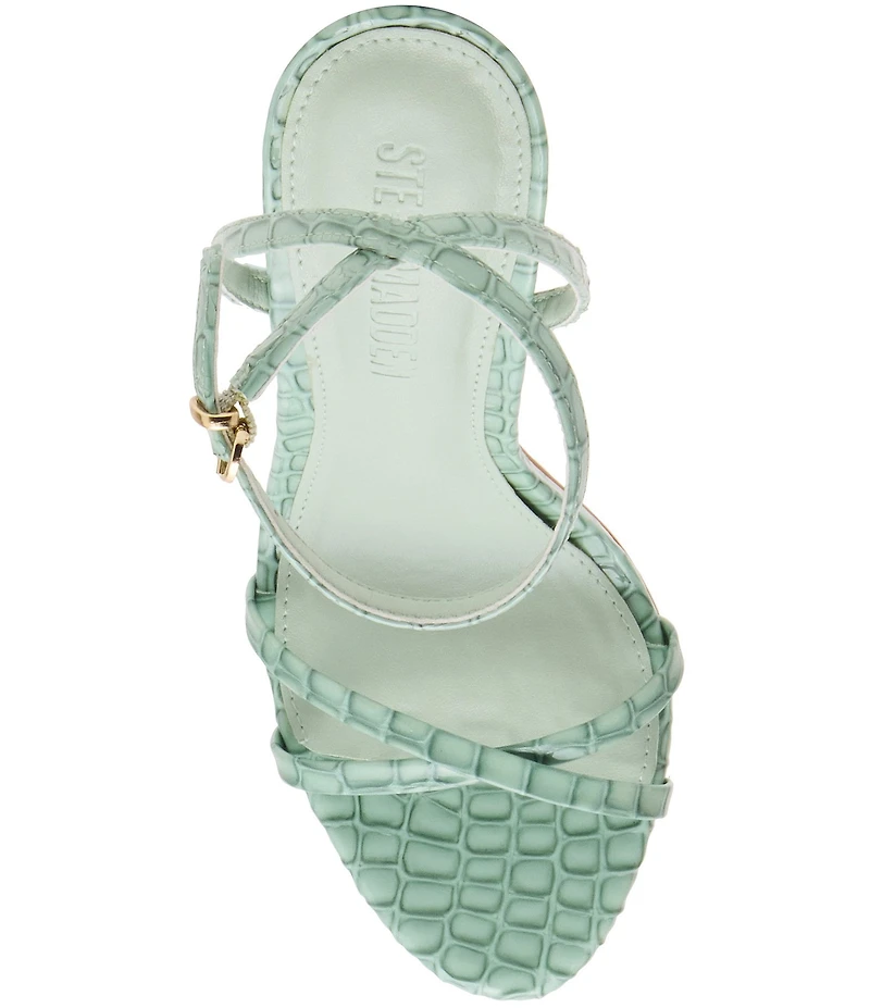 Steve Madden Jypsey Croco Strappy Dress Sandals