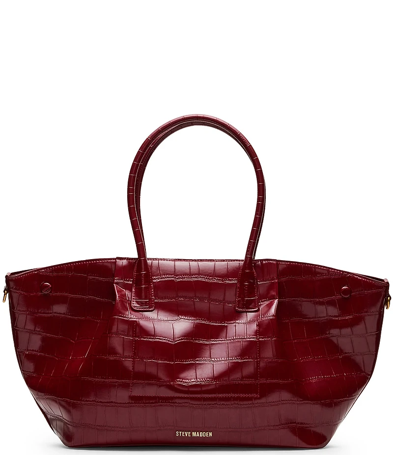 Steve Madden Kacey Belted Crocodile Embossed Utility Satchel Bag