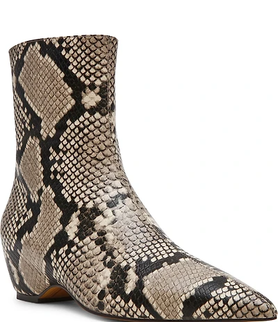 Steve Madden Karlson Snake Print Pointed Toe Ankle Booties