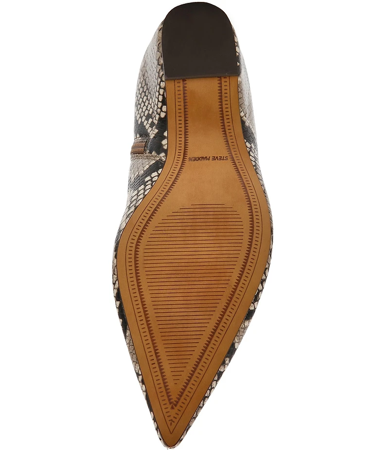 Steve Madden Karlson Snake Print Pointed Toe Ankle Booties