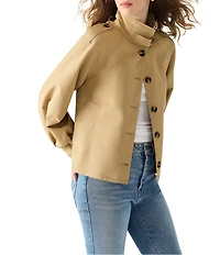 Steve Madden Kaylee Band Collar Long Volume Sleeve Trench Jacket
