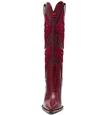Steve Madden Kaz Croco Embossed Tall Block Heel Western Boots