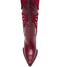 Steve Madden Kaz Croco Embossed Tall Block Heel Western Boots
