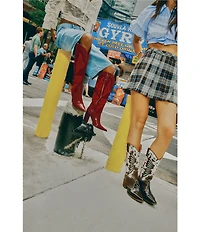 Steve Madden Kaz Croco Embossed Tall Block Heel Western Boots