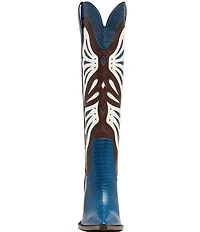 Steve Madden Kaz Lizard Embossed Leather Tall Block Heel Western Boots