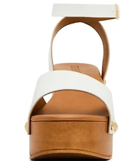 Steve Madden Kealey Leather Studded Wood Platform Block Heel Sandals
