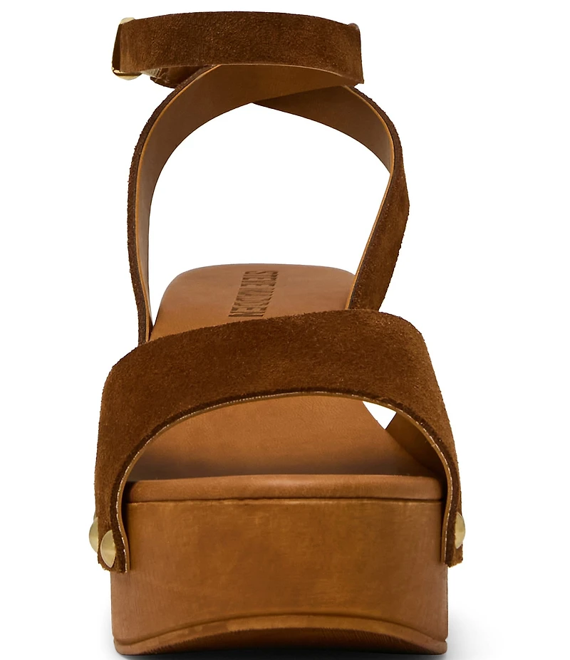 Steve Madden Kealey Suede Studded Wood Platform Block Heel Sandals