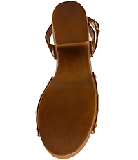 Steve Madden Kealey Suede Studded Wood Platform Block Heel Sandals