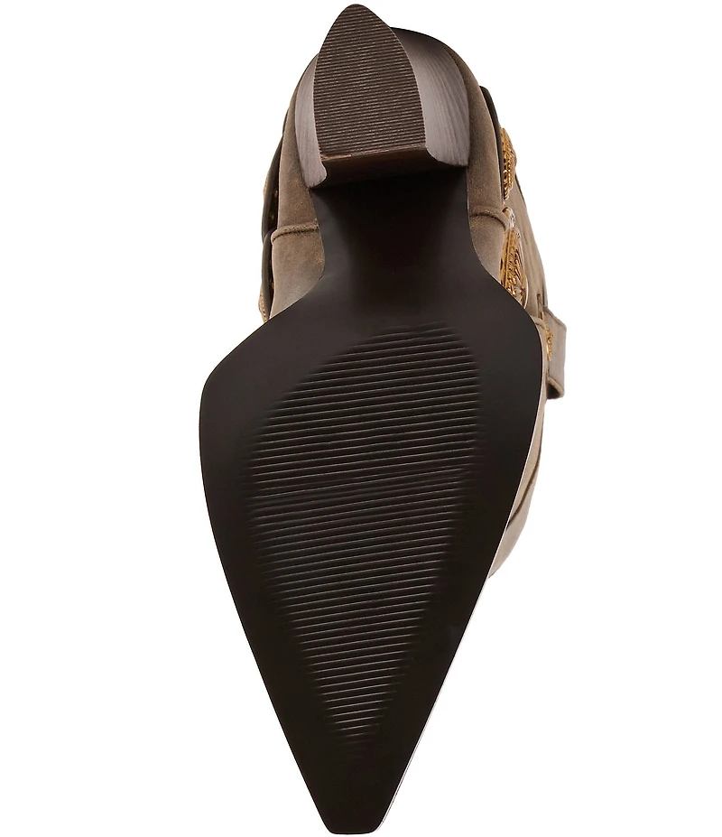 Steve Madden Kelsee Distressed Leather Western Belt Hardware Knee High Western Boots