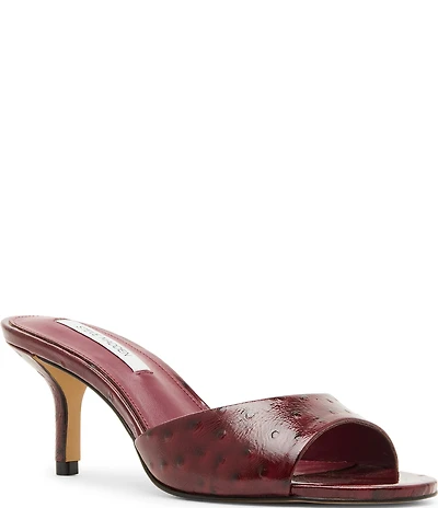 Steve Madden Kendrix Leather Ostrich Print Dress Slide Sandals