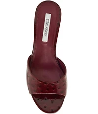 Steve Madden Kendrix Leather Ostrich Print Dress Slide Sandals