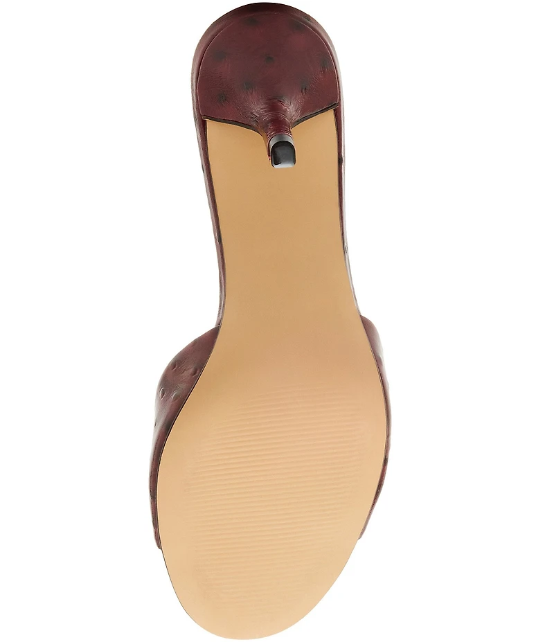 Steve Madden Kendrix Leather Ostrich Print Dress Slide Sandals