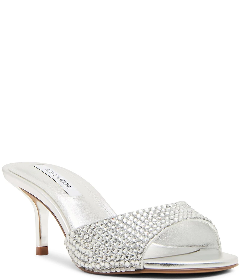 Steve Madden Kendrix Nappa Leather Rhinestone Dress Slide Sandals