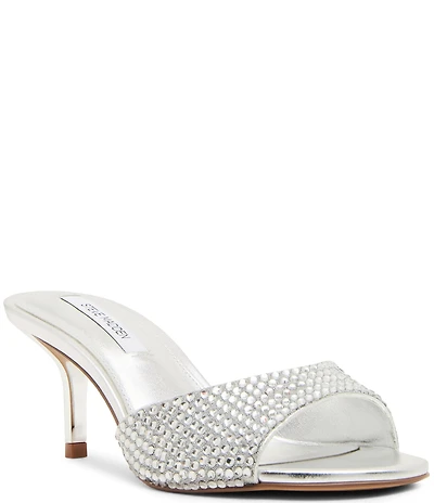 Steve Madden Kendrix Nappa Leather Rhinestone Dress Slide Sandals