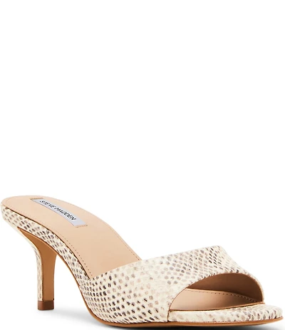 Steve Madden Kendrix Snake Print Leather Dress Slide Sandals