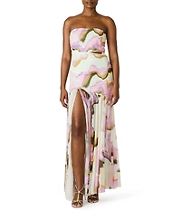 Steve Madden Kerrie Ruched Mesh Mystical Tie-Dye Long Dress