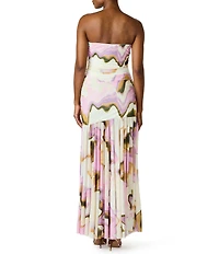Steve Madden Kerrie Ruched Mesh Mystical Tie-Dye Long Dress