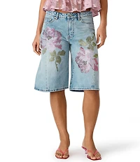 Steve Madden Kesha Rhinestone Floral Embellished Shorts