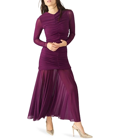 Steve Madden Kiara Long Sleeve Illusion Skirt Tea Length Dress