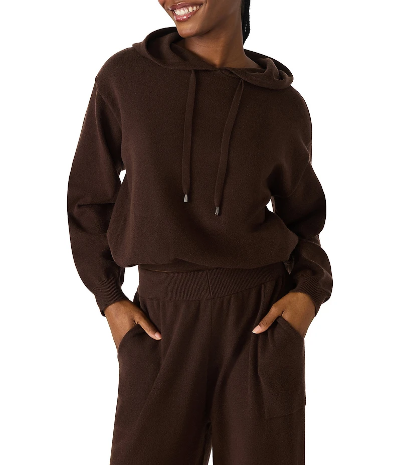 Steve Madden Kinny Wool Blend Long Sleeve Bubble Hemline Hoodie Sweater