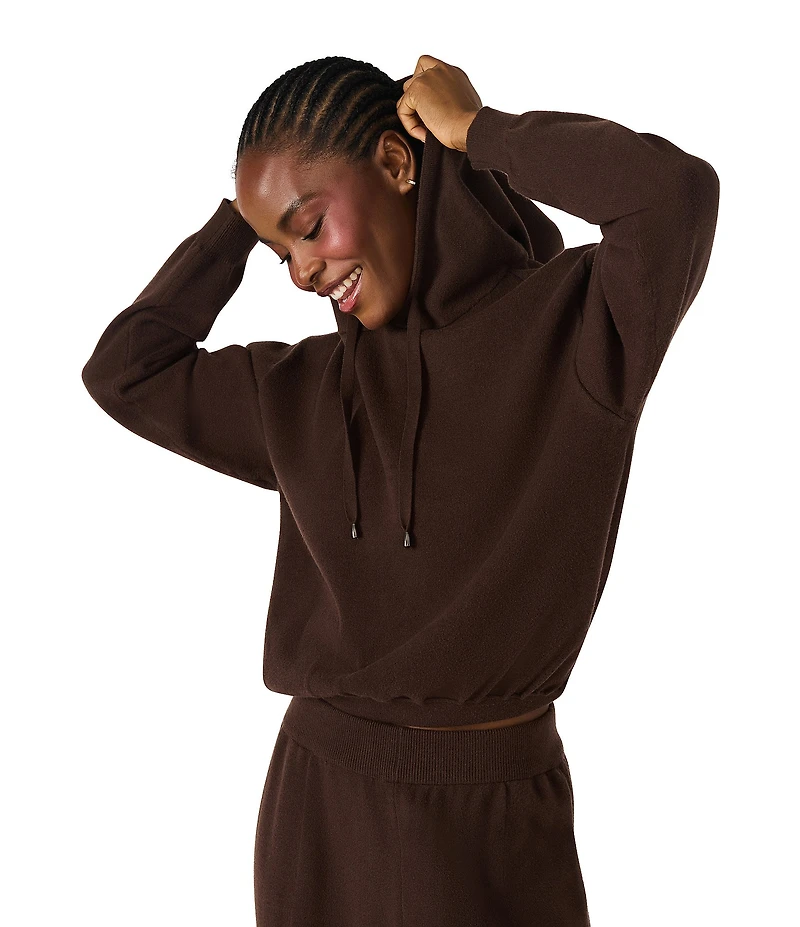 Steve Madden Kinny Wool Blend Long Sleeve Bubble Hemline Hoodie Sweater