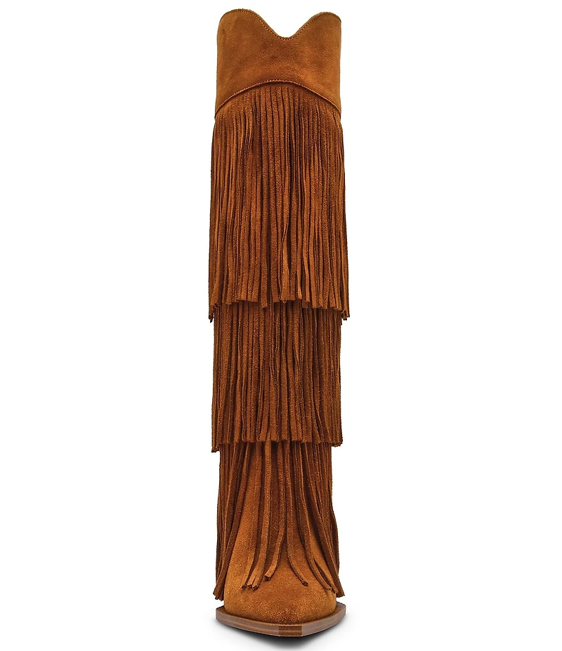 Steve Madden Kinzee Fringe Suede Stiletto Tall Western Boots