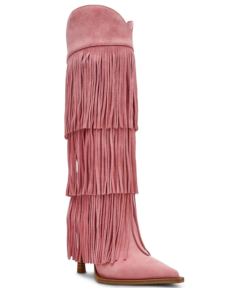 Steve Madden Kinzee Fringe Suede Stiletto Tall Western Boots