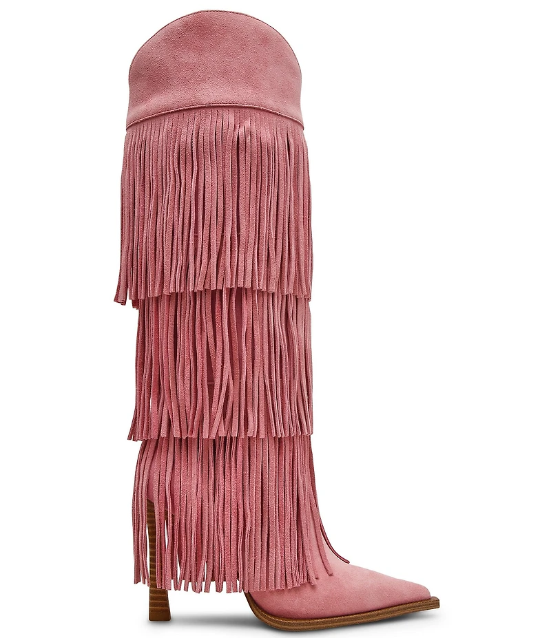 Steve Madden Kinzee Fringe Suede Stiletto Tall Western Boots