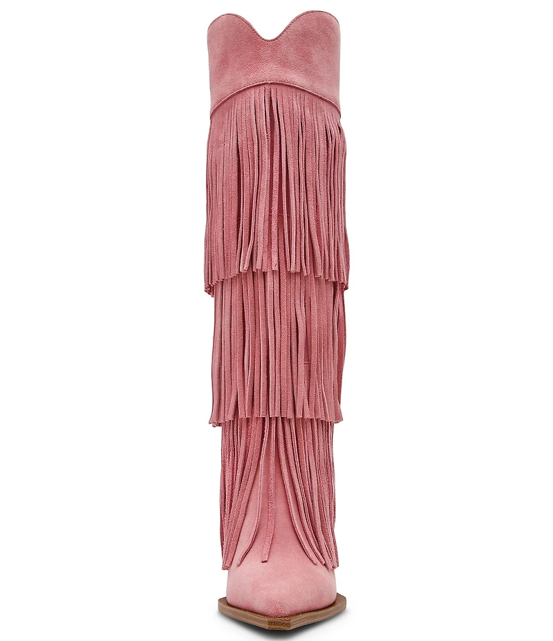 Steve Madden Kinzee Fringe Suede Stiletto Tall Western Boots