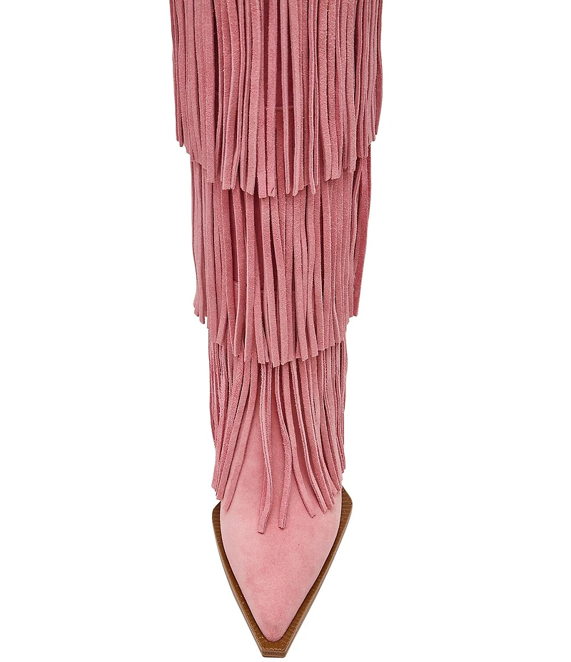 Steve Madden Kinzee Fringe Suede Stiletto Tall Western Boots