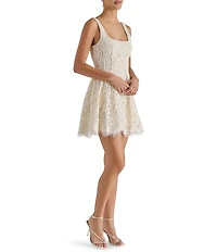 Steve Madden Knightley Lace Scoop Neck Sleeveless A-Line Mini Dress