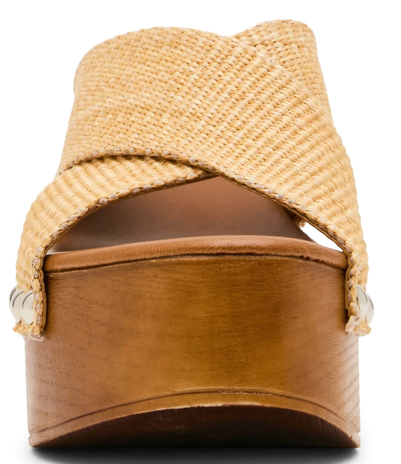 Steve Madden Koko Raffia Studded Wood Platform Sandals