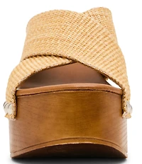 Steve Madden Koko Raffia Studded Wood Platform Sandals