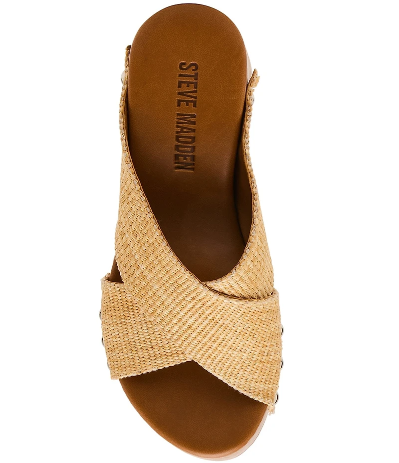 Steve Madden Koko Raffia Studded Wood Platform Sandals