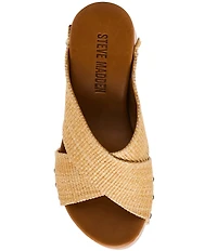 Steve Madden Koko Raffia Studded Wood Platform Sandals