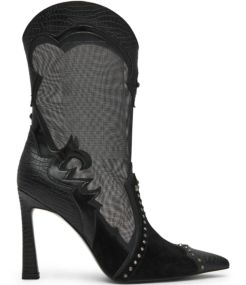Steve Madden Konah Mesh and Suede Pointed Toe Western Booties