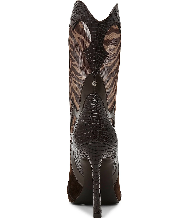 Steve Madden Konah Zebra Mesh Pointed Toe Western Booties