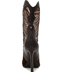 Steve Madden Konah Zebra Mesh Pointed Toe Western Booties