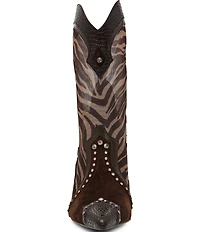 Steve Madden Konah Zebra Mesh Pointed Toe Western Booties