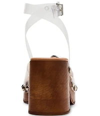 Steve Madden Kruise Clear Wood Platform Block Heel Sandals