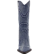 Steve Madden Kylar Distressed Denim Studded Western Boots