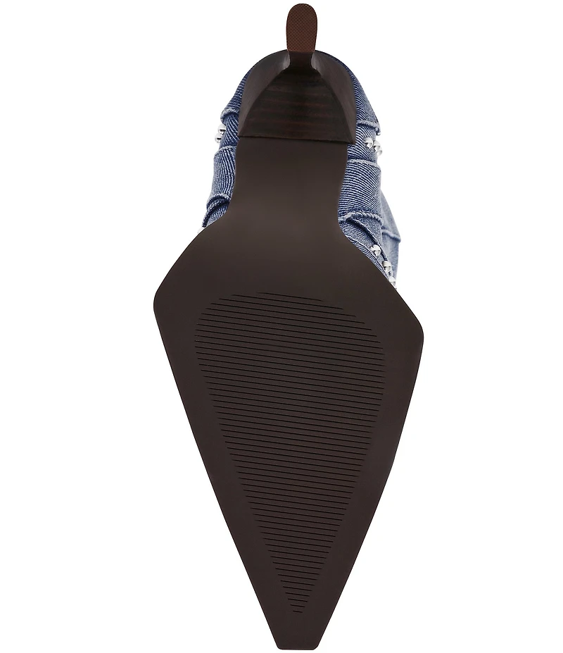 Steve Madden Kylar Distressed Denim Studded Western Boots