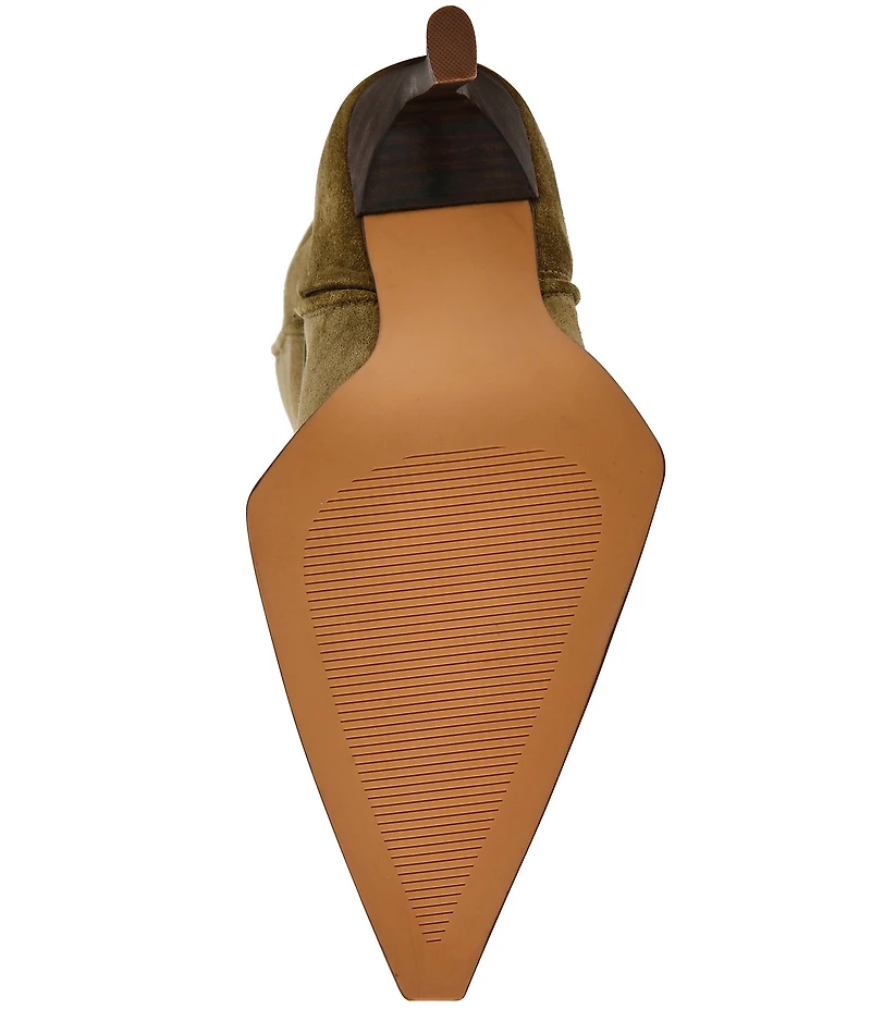 Steve Madden Kyndall Suede Hardware Strap Pointed Toe Tall Western Boots