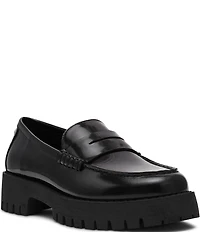 Steve Madden Langsten Leather Platform Lug Sole Penny Loafers