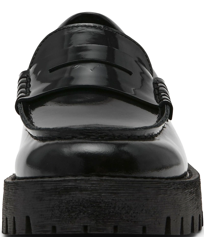 Steve Madden Langsten Leather Platform Lug Sole Penny Loafers