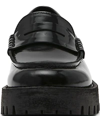 Steve Madden Langsten Leather Platform Lug Sole Penny Loafers