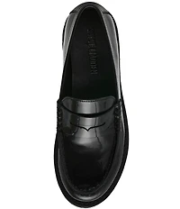 Steve Madden Langsten Leather Platform Lug Sole Penny Loafers